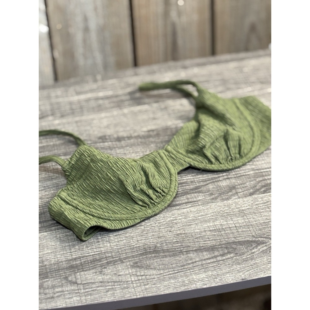 Abercrombie & Fitch Olive Textured Underwire Bikini Top